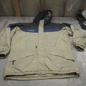 Columbia Jacket Mens Large White Waterproof Winter Coat Quilted Parka Ski VTG